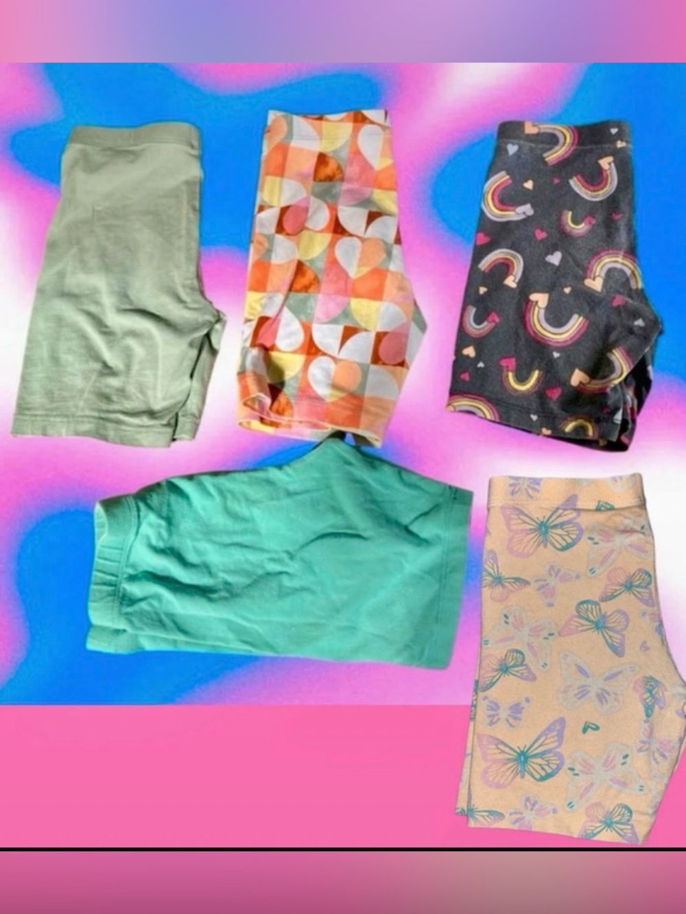 5 pair of Kids Biker Shorts SIZE MEDIUM ( 7/8)